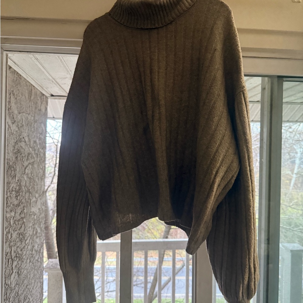 Express Women’s Cozy Tan Cropped Sweater